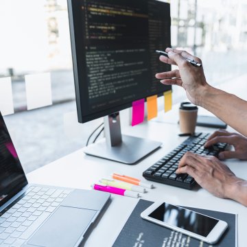 Lines of code on screens